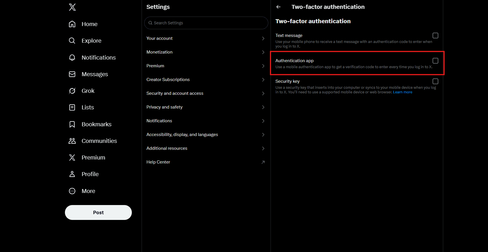 Choose Authentication App Method
