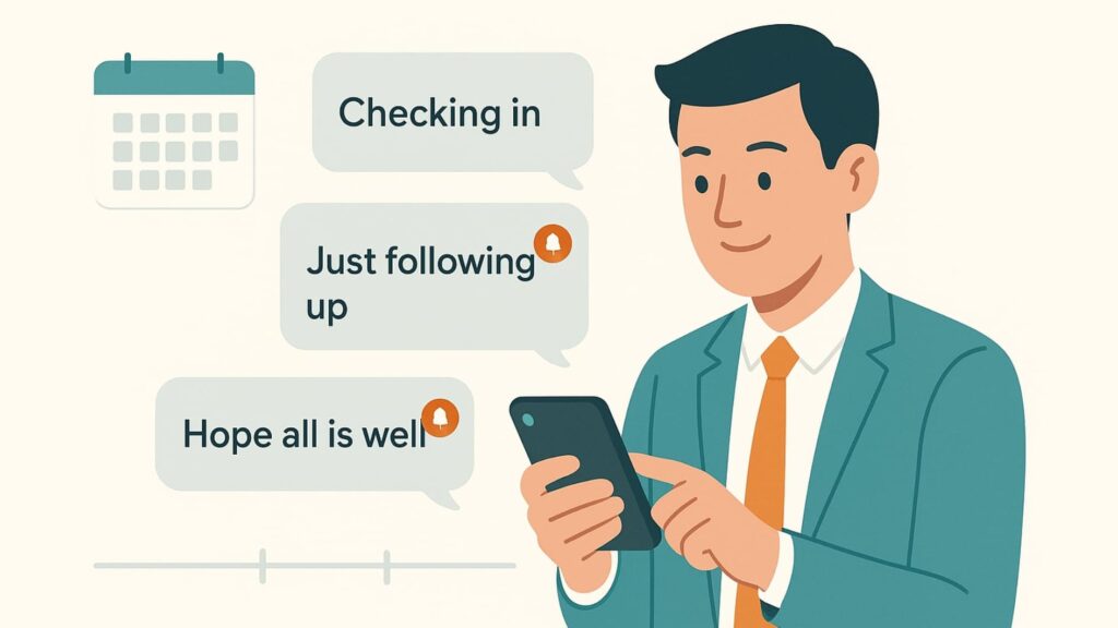Polite follow-up messages showing persistence in text message follow-up strategy without being pushy.