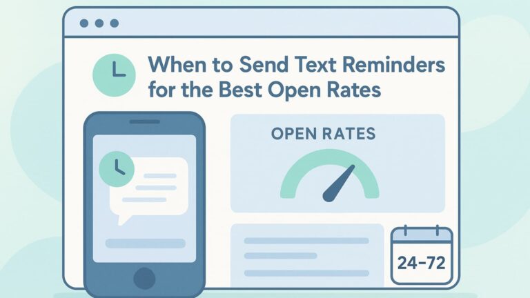 Illustration showing a phone and calendar to explain When to Send Text Reminders for higher open rates.