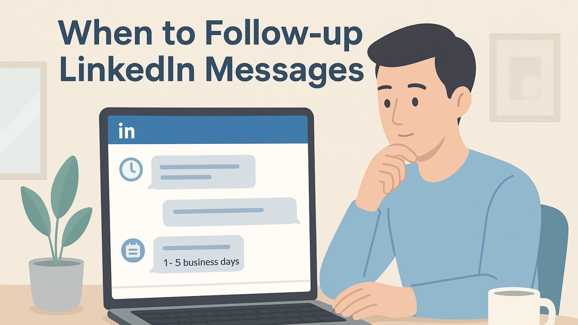Illustration showing timing decisions for When to Follow-up LinkedIn Messages on a clean workspace screen.