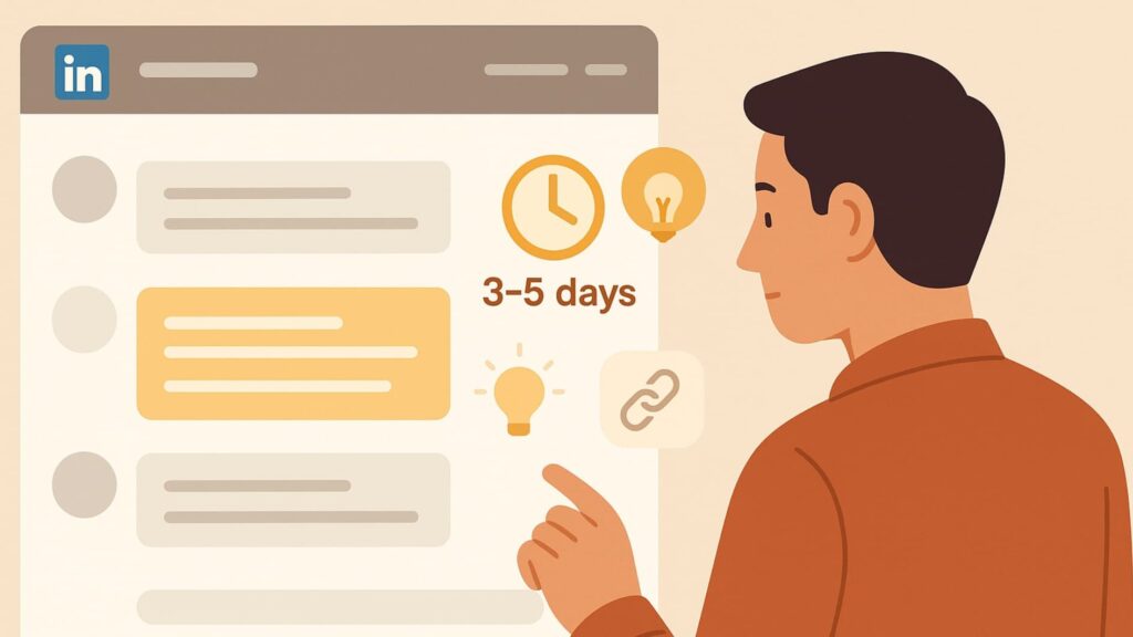Illustration showing timing for Scenario 2 in When to Follow-up LinkedIn Messages after a lead replies once.