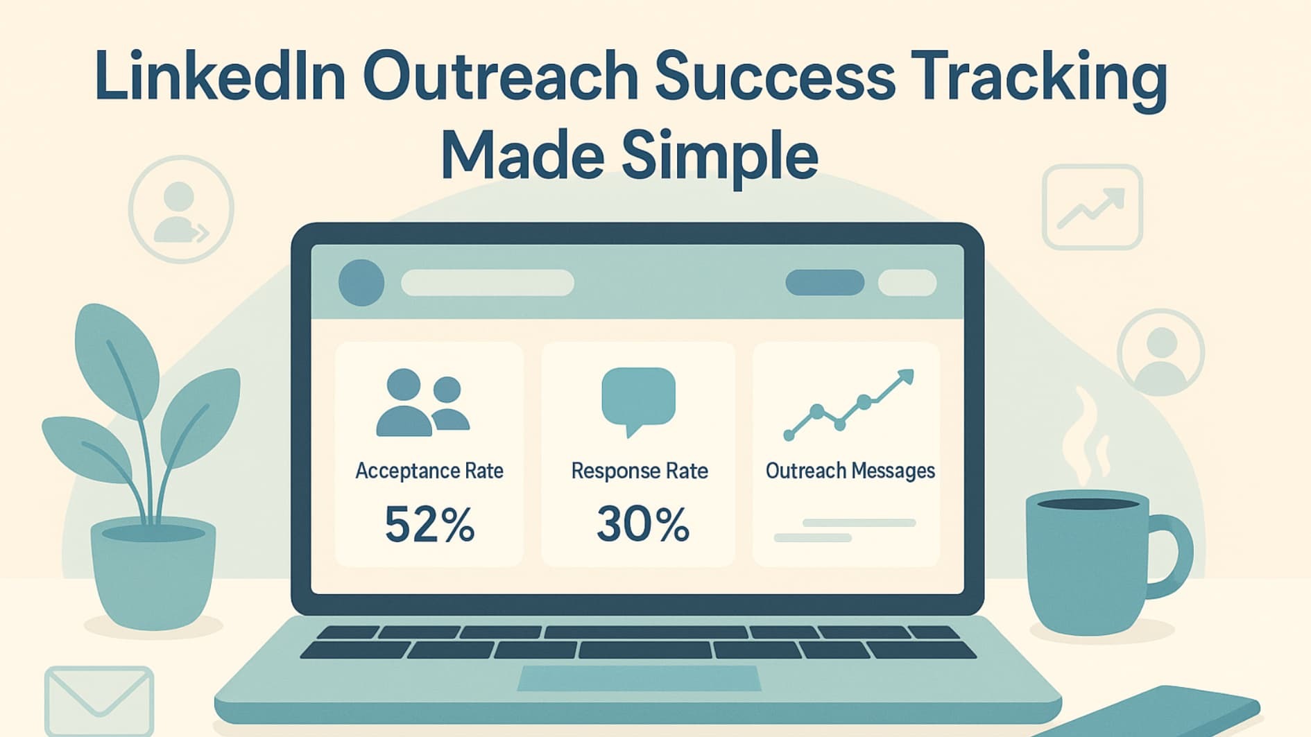 Illustration showing analytics and dashboards for LinkedIn Outreach Success Tracking.