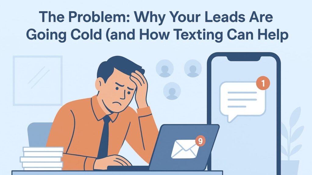 Salesperson facing cold leads problem using text message follow-up strategy to re-engage.