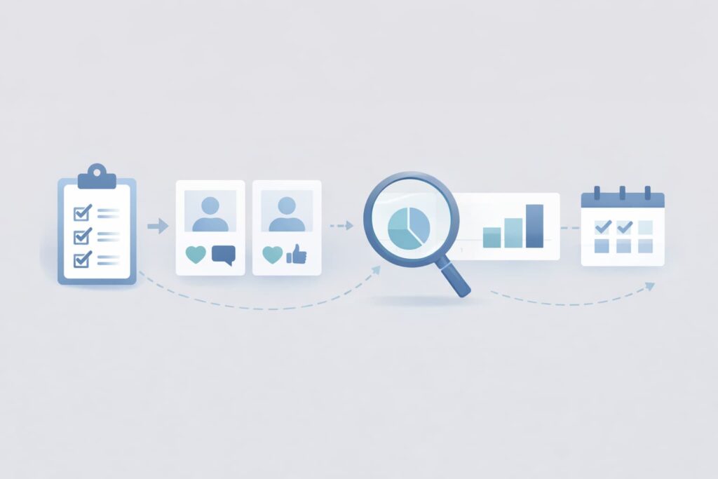 Competitor Influencer Partnerships audit process showing manual review and data validation steps