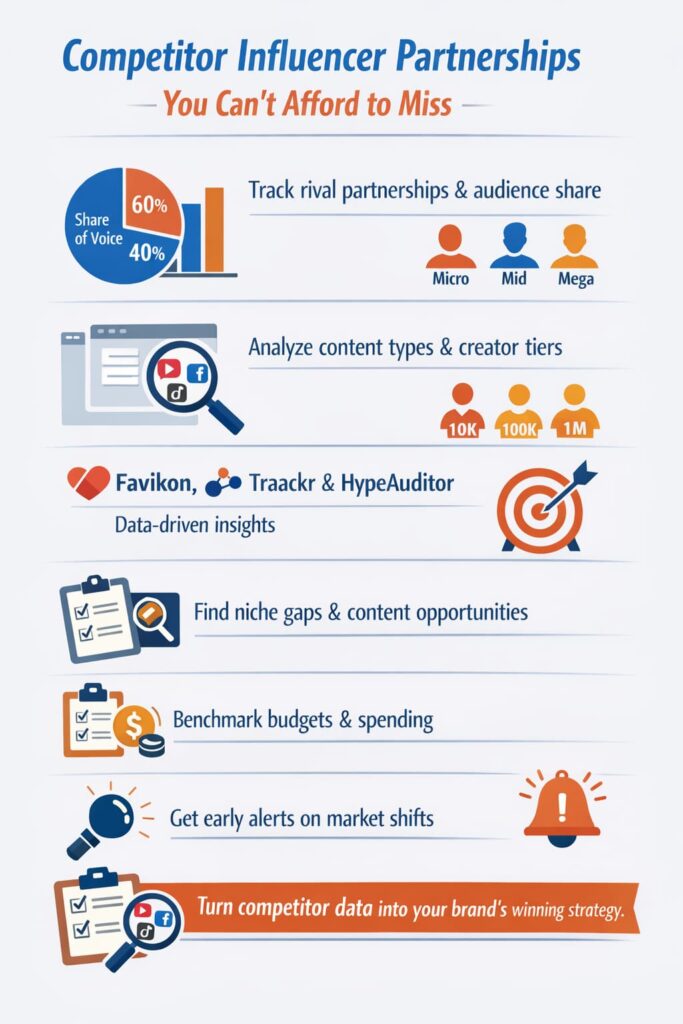 Competitor Influencer Partnerships review process connecting manual checks with performance data