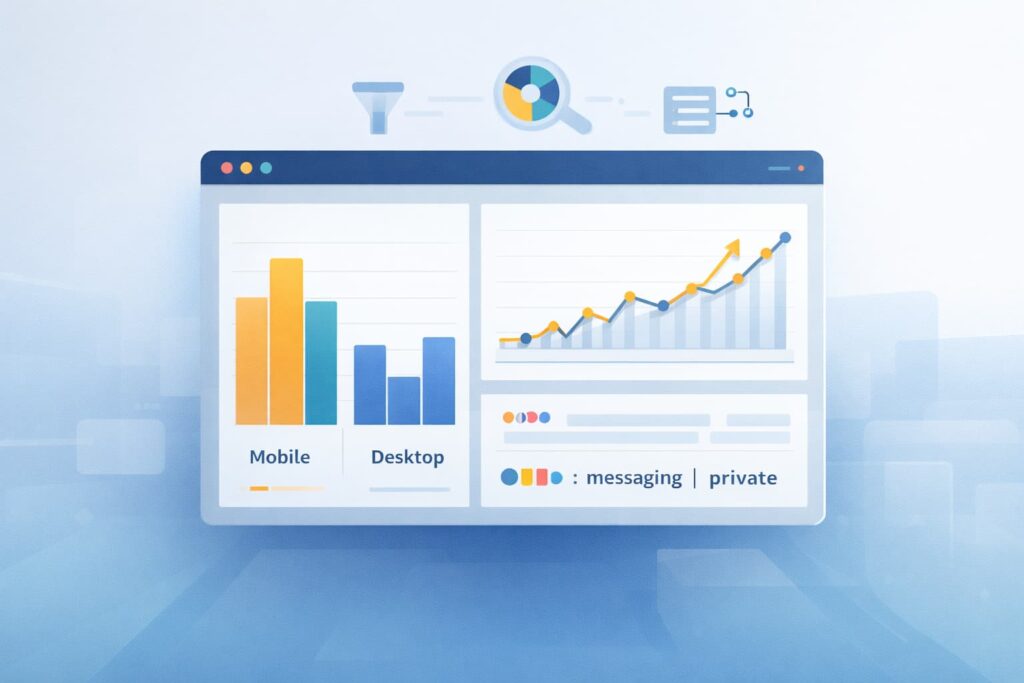 Dark social monitoring interface analyzing mobile traffic spikes linked to private sharing behavior