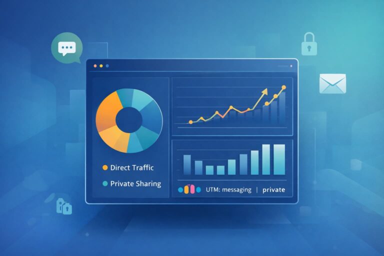 Dark social monitoring illustration highlighting hidden traffic from private sharing channels