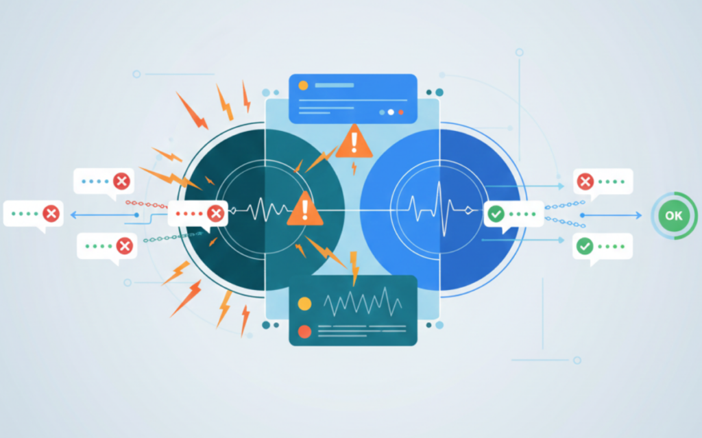 An abstract illustration depicting the various security measures and monitoring systems used to maintain online safety.