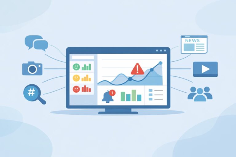 Dashboard showing alerts and sentiment trends to monitor influencer-related crises across social, news, and audience reactions
