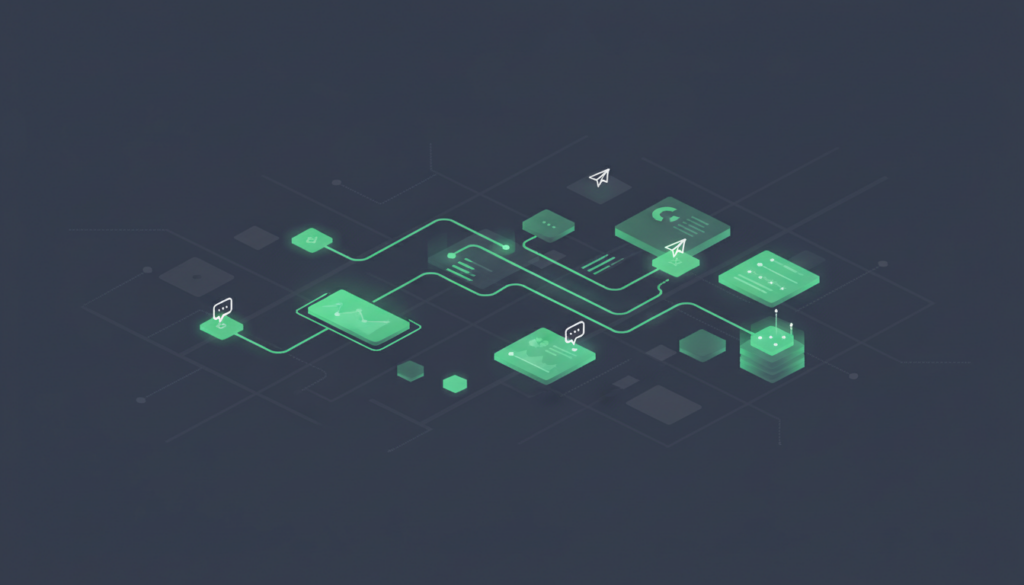 Intricate network of interconnected channels for optimized dark social campaign strategy and execution.