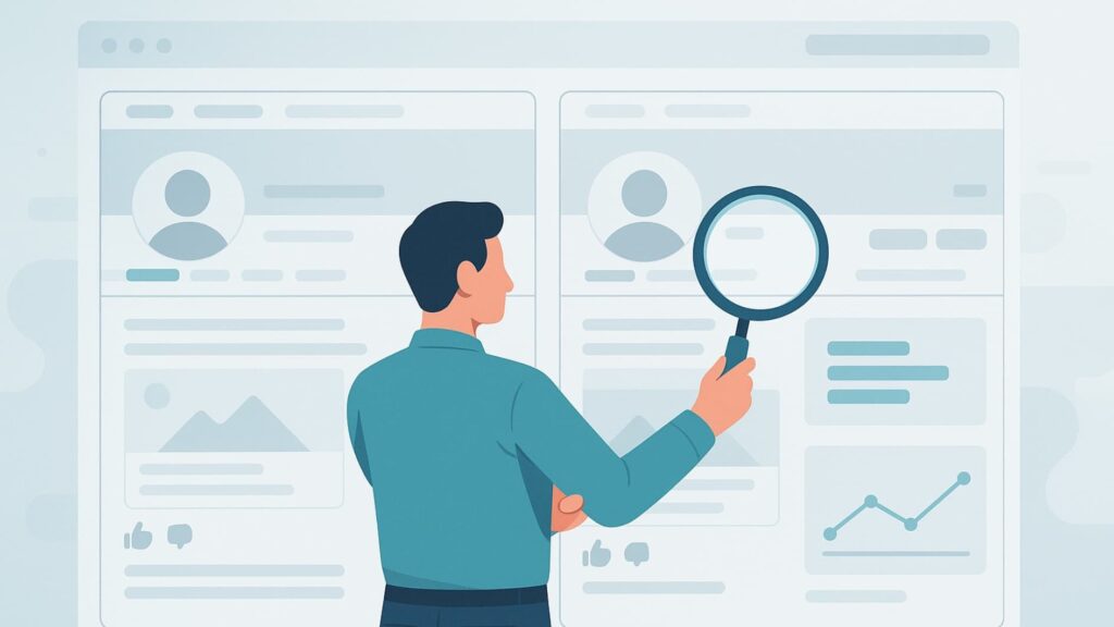 Illustration showing facebook competitor outreach tactics by mapping the competitive landscape across several pages.