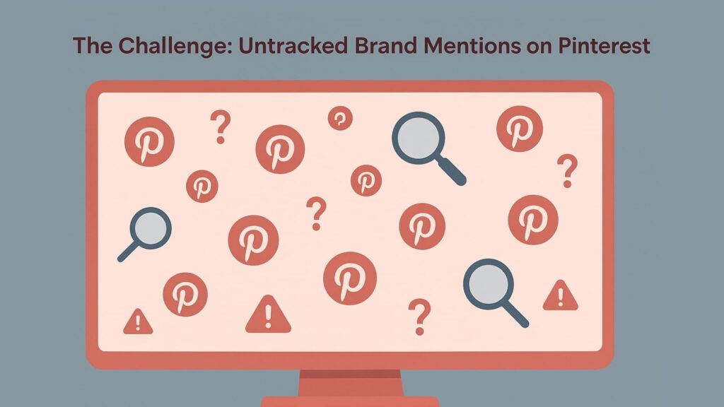 monitor pinterest brand mentions 2 Illustration of scattered pins showing how hard it is to monitor Pinterest brand mentions.