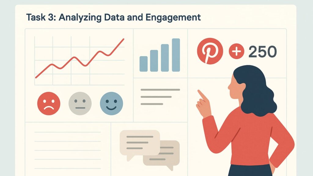 monitor pinterest brand mentions 4 Analytics dashboard illustration showing charts used to monitor Pinterest brand mentions and engagement.