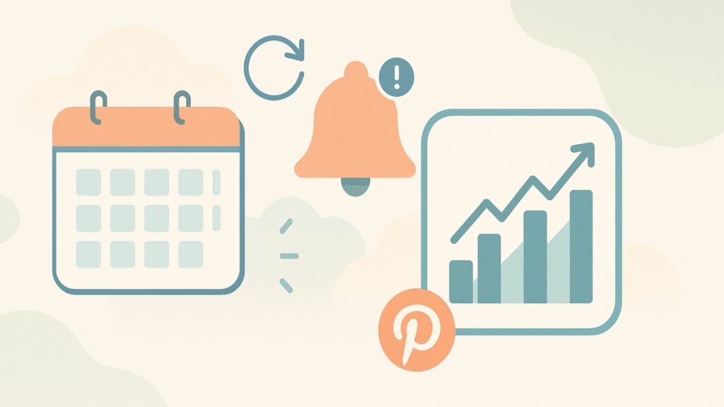 pinterest competitor tracking 4 Ongoing pinterest competitor tracking illustrated with alerts, calendars, and rising performance charts.