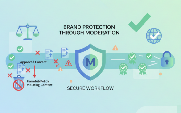 Moderation workflow guide: Brand protection through secure content review and approval process.