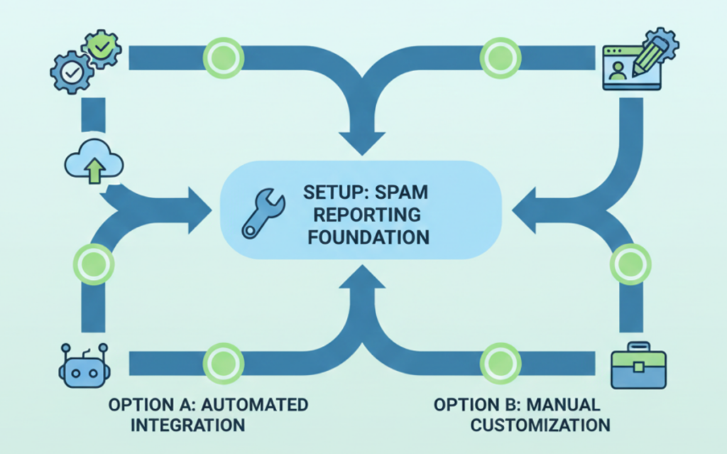 Flexible setup choices, including automated integration and manual customization, for effective spam management.