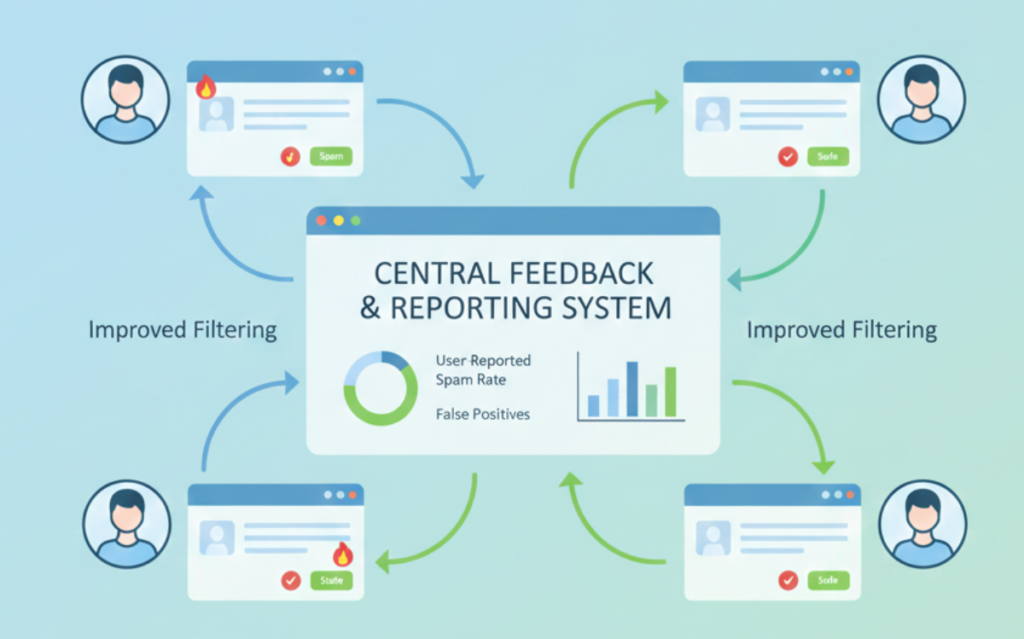 Enabling improved filtering and user feedback to enhance spam management processes.