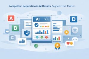Visual breakdown of Competitor Reputation in AI Results using AI scoring panels and brand recognition signals