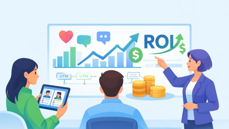 Marketing team analyzes dashboards to report influencer performance trends and show ROI.