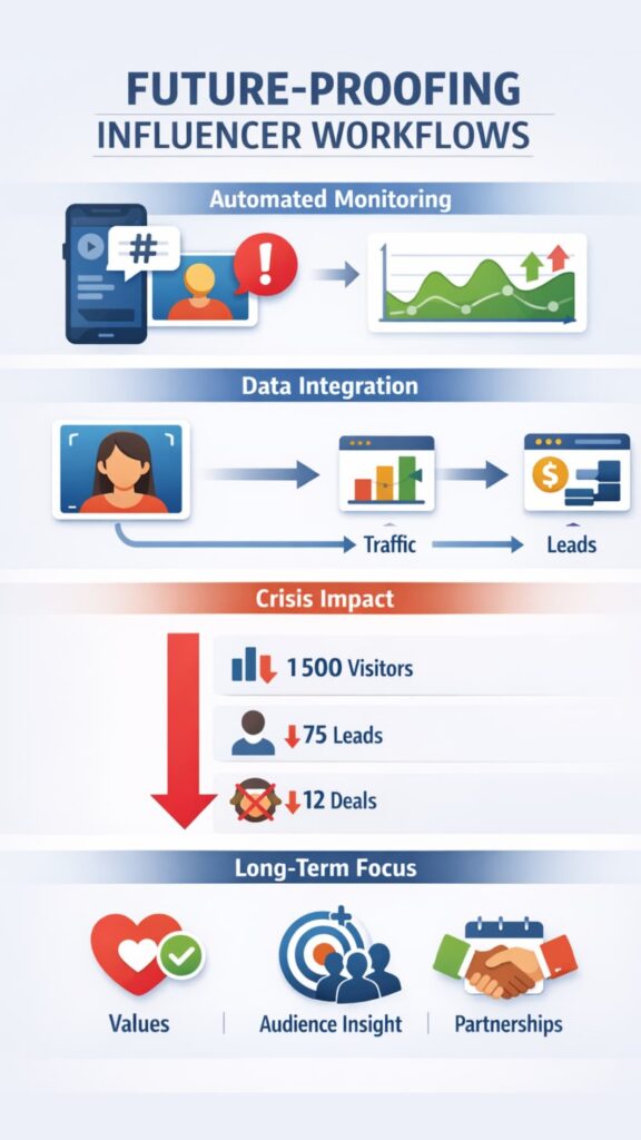 competitor influencer crisis case studies 5 Infographic showing automated monitoring, data flows, and pipeline impact from competitor influencer crisis case studies.