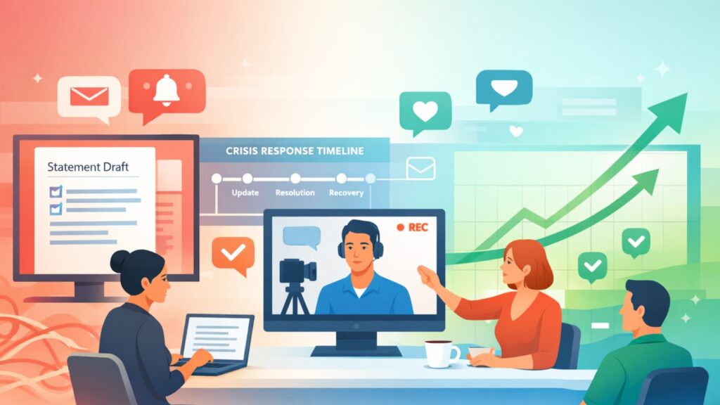 competitor influencer crisis case studies 4 Brand team responding to competitor influencer crisis case studies with fast recovery and transparent communication.