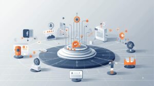 AI-Driven Reputation Trends visual showing a central AI system analyzing brand signals across digital platforms