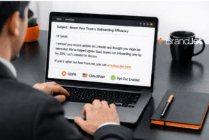 : Is cold email outreach legal? Person writing GDPR and CAN-SPAM compliant cold email with opt-out link