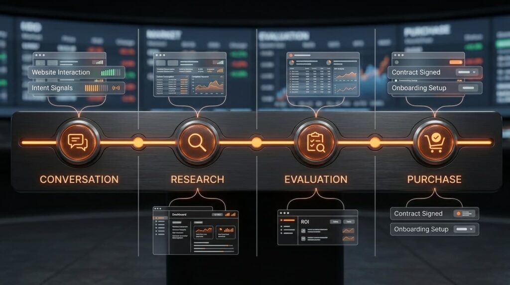 social listening tools comparison 2026 buyer journey map spanning conversation research evaluation and purchase stages