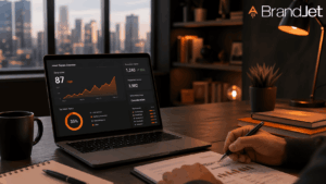 Top b2b intent data providers compared using a dark dashboard showing intent signals and surge scores on a laptop 