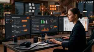 Professional using BrandJet.ai dashboard — why use social listening for lead generation to find qualified buyers