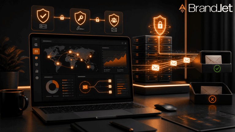 Configure SPF DKIM DMARC in BrandJet to secure email delivery with multi-layered authentication protection. 
