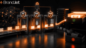 Why SPF DKIM DMARC matters for cold email deliverability shown as three security shield filters in a 3D pipeline 