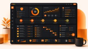 Orange BrandJet cold email deliverability dashboard with domain checks, warmup timeline, sequence lanes, and reply routing.