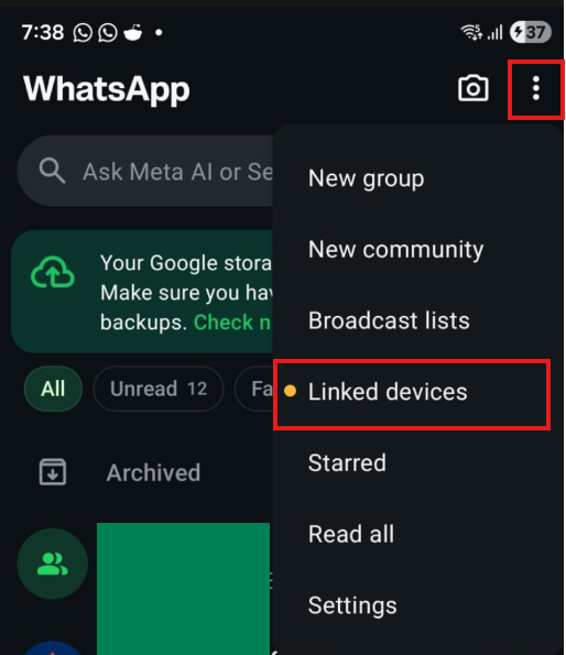 Screenshot: On your phone, open WhatsApp Linked devices. Screenshot: On your phone, open WhatsApp Linked devices.