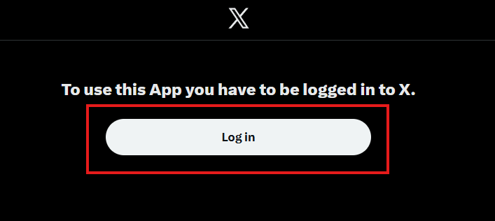 Screenshot: Click Log in on the X authorization screen.