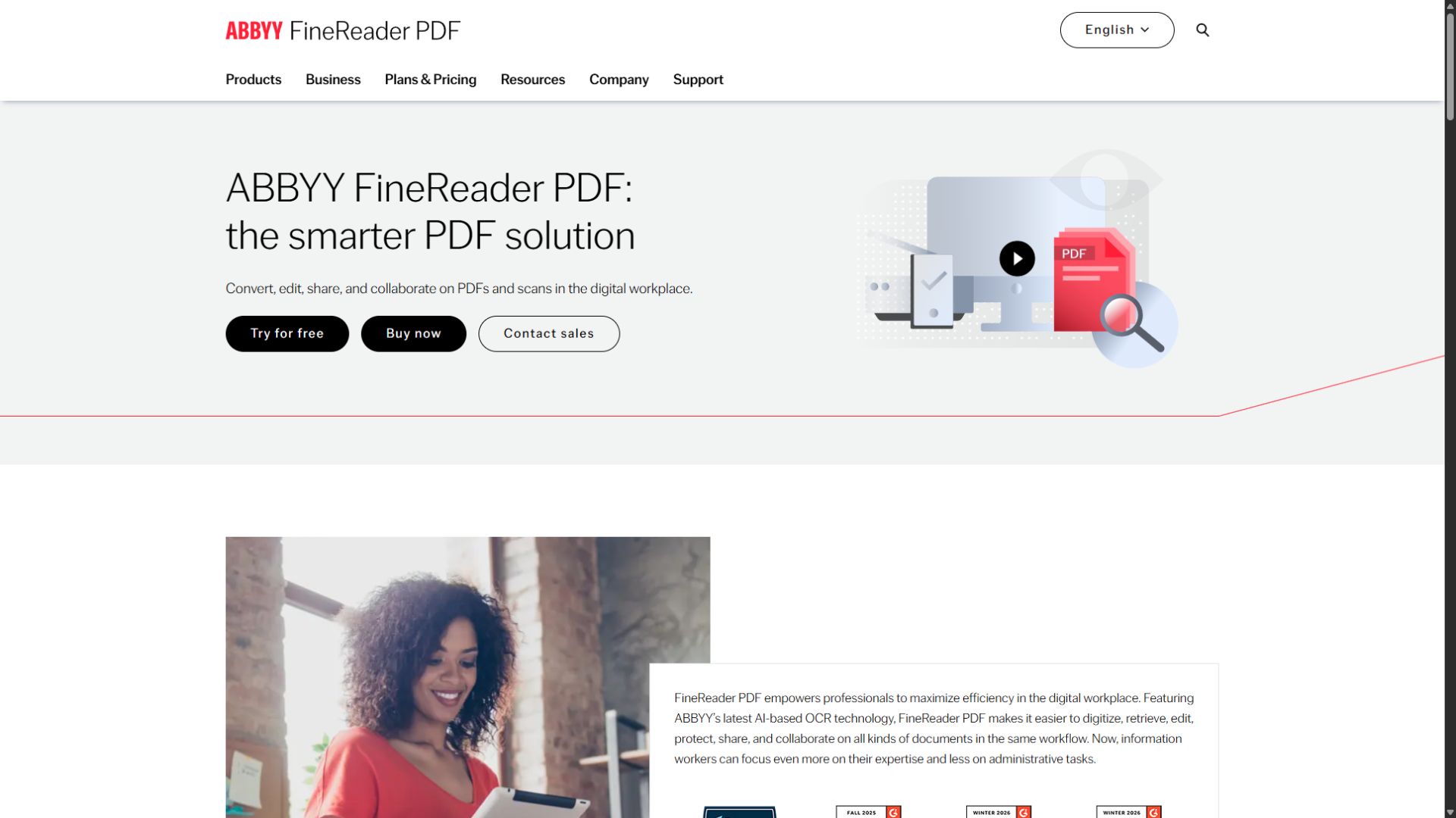 ABBYY FineReader PDF homepage screenshot captured September 3 2026