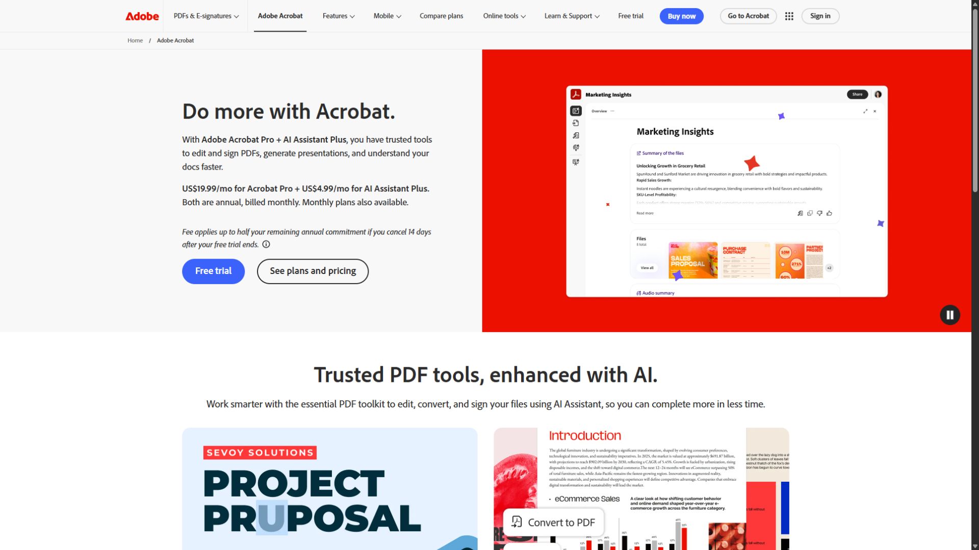 Adobe Acrobat Pro homepage screenshot captured September 3 2026