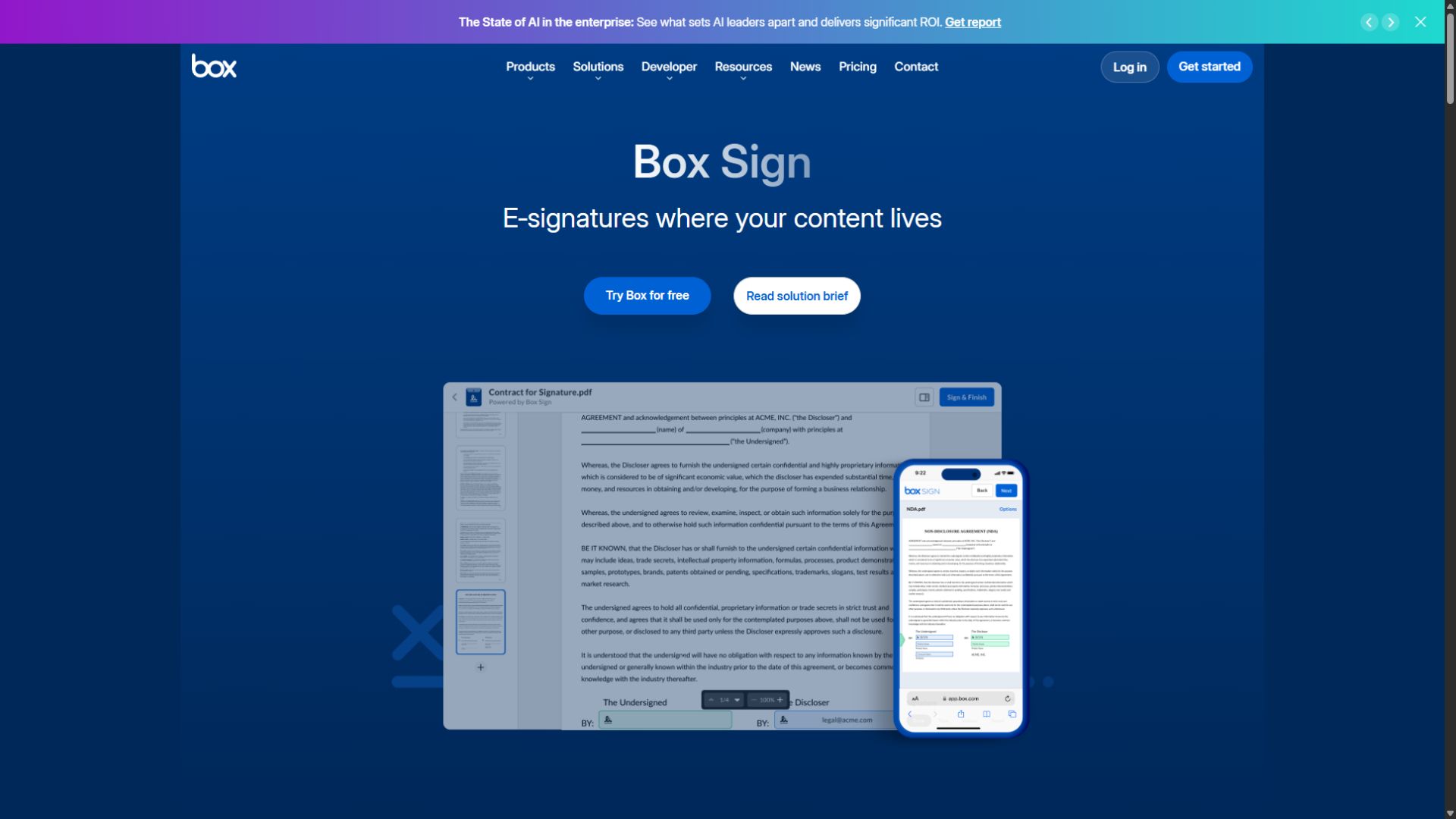 Box Sign homepage screenshot captured September 3 2026