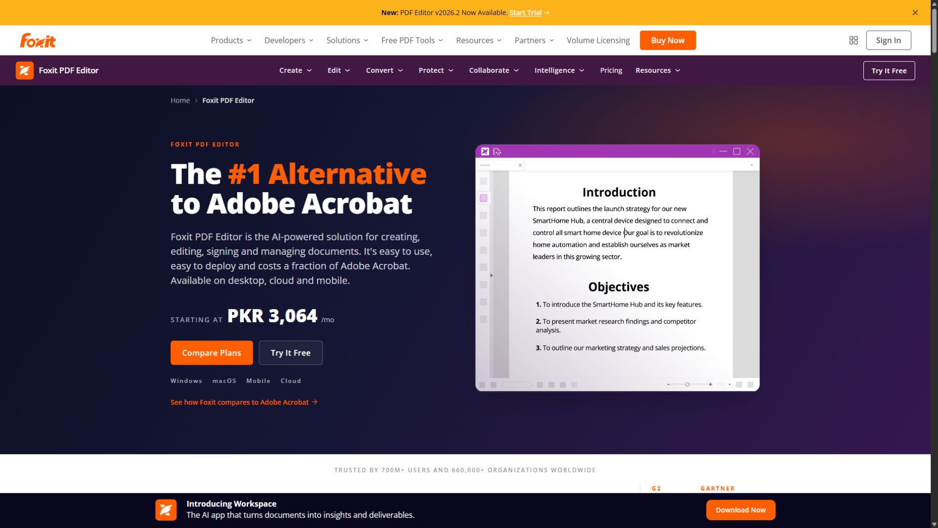 Foxit PDF Editor homepage screenshot captured September 3 2026