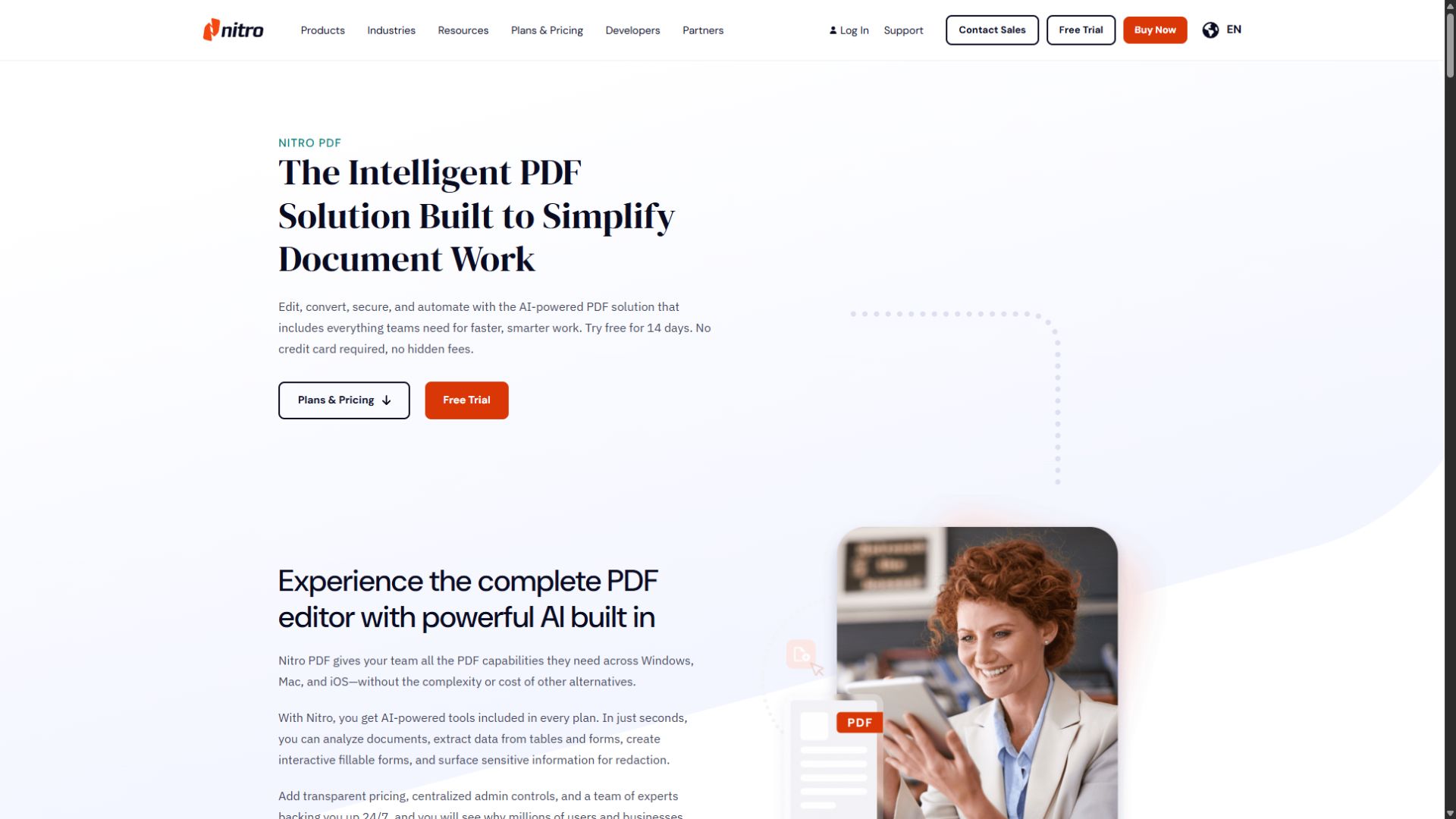 Nitro PDF Pro homepage screenshot captured September 3 2026