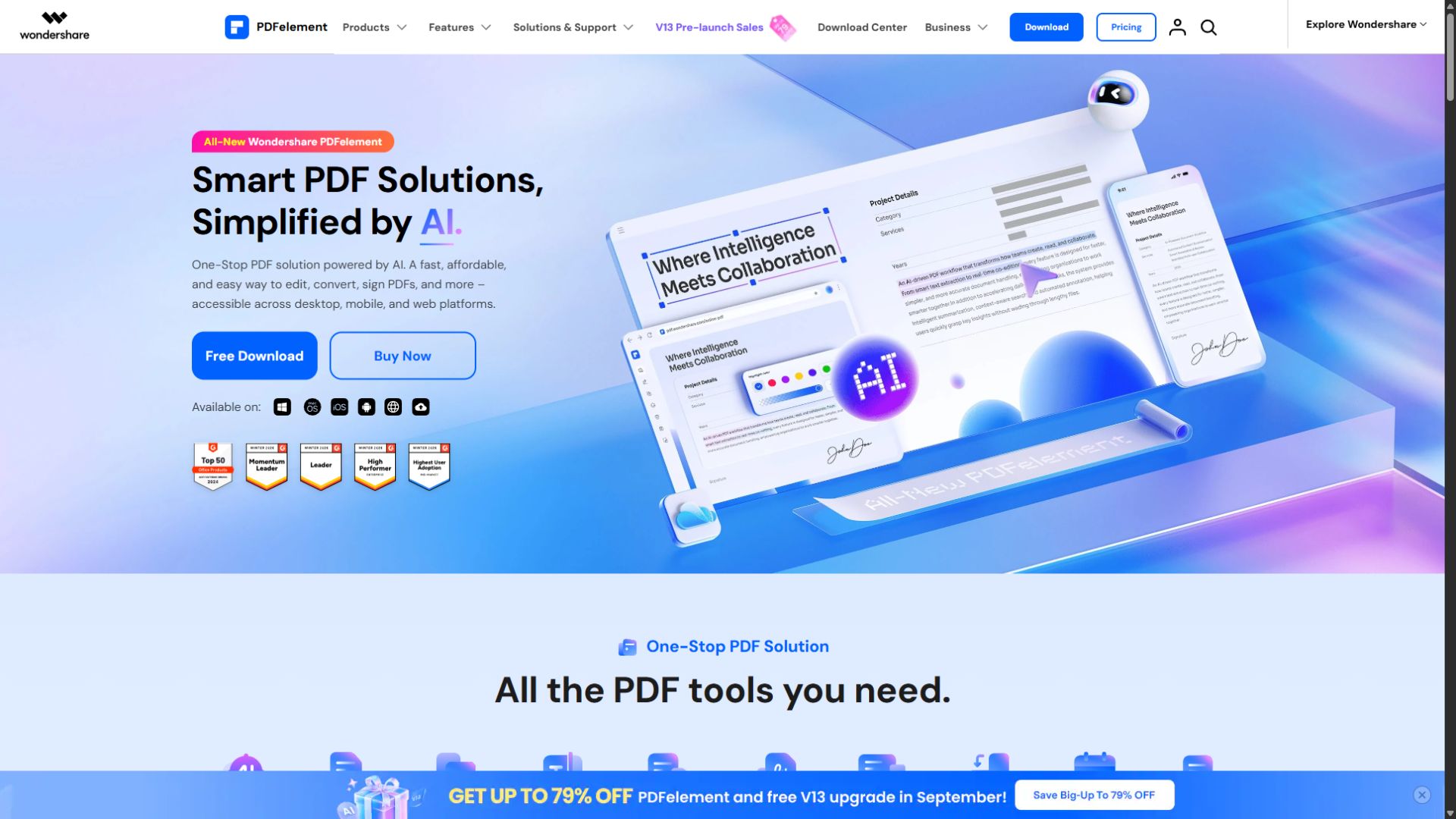 PDFelement homepage screenshot captured September 3 2026